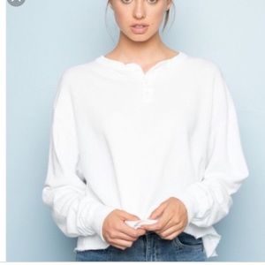 Brandy Melville white long sleeve crop button up